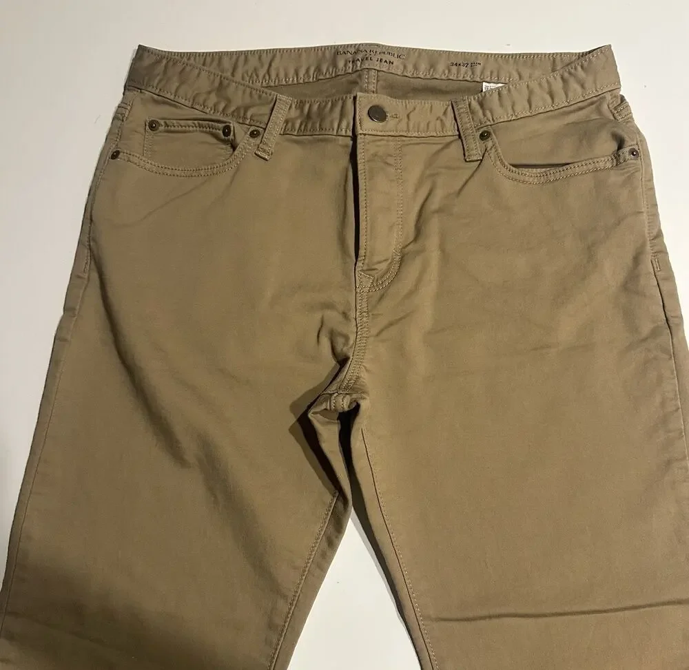 Banana Republic Slim Fit Men’s Travel Jeans 34x32 Khaki Preppy Professional Work